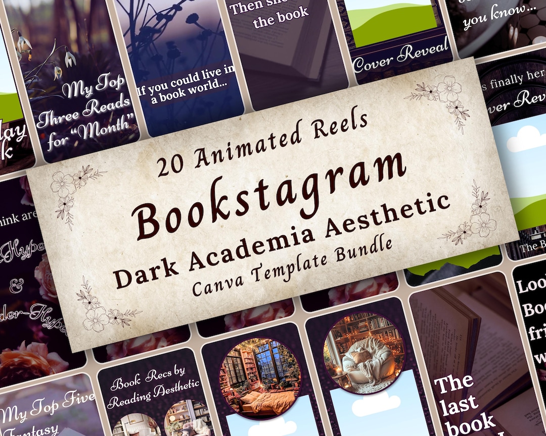 Dark Academia Bookstagram Reel Templates Bundle, Bookish Aesthetic Editable Animated Instagram ...
