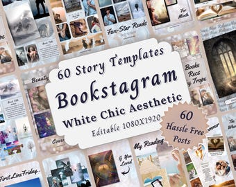 Light Neutral Bookstagram Template Bundle, White Aesthetic Editable Romance Book Story Reels, Author Social Media Book Launch Posts