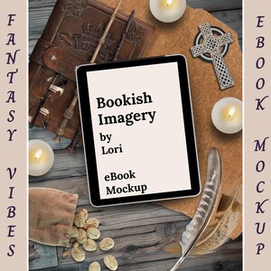 Fantasy Aesthetic Bookstagram Flatlay eBook Mockup, Moody Romantasy Book Review Flat lay, Romance Author Social Media eBook Book Launch Post