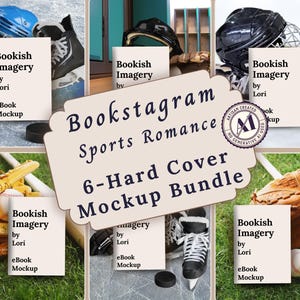 Hard Cover Baseball Romance Book Flatlay Mockup Bundle, Hockey Aesthetic Publisher Book Launch, Sports Author Social Media New Release Post