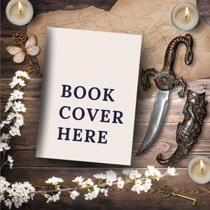 Makieta książki fantasy, twarda okładka Canva Instagram FlatLay Makieta, post autora romansów w mediach społecznościowych Szablon Bookstagram