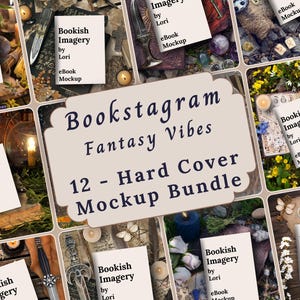 Fantasy Hard Cover Bookstagram Book Mockup Bundle, Rectangle Romantasy Book FlatLay, Author Social Media Book Review, Writer Promotion Post