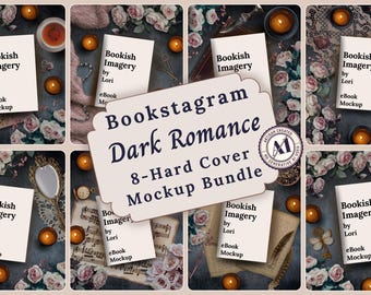 Dark Academia Buch-Mockup-Bundle, Bookstagram Flatlay Social Media Templates, Autoren-Buch-Launch-Post