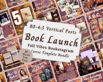 Fall Aesthetic Book Launch Bookstagram Templates Bundle, Autumn Vibes Bookish Marketing Carousels, Author Social Media Book Promotion Post