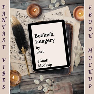 Bookstagram Flatlay eBook Mockup With Fantasy Vibes, Bookish Social Media Post, Author Book Launch Mock up, Romantasy Book Review Flat lay