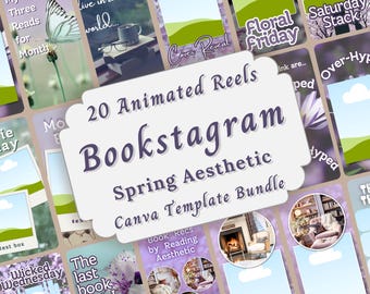 Spring Vibes Bookstagram Reel Template Bundle, Lilac Bookish Animated Reel Posts for Authors, Reviewers and Creators