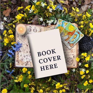 Makieta książki fantasy, twarda okładka Canva Instagram FlatLay Makieta, post autora romansów w mediach społecznościowych Szablon Bookstagram