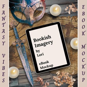 Romantasy Aesthetic Bookstagram Flatlay eBook Mockup Template, Fantasy Book Review Flat lay, Viking Romance Author Social Media Post