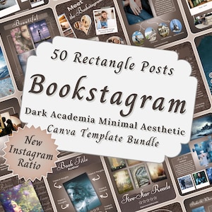 Dark Academia Aesthetic Bookstagram Template Bundle, Editable Bookish Instagram Review Carousel Posts, Author Social Media Book Promotion
