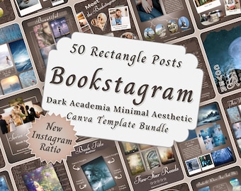 Dark Academia Bookstagram Canva Templates: 50 Book Review Posts