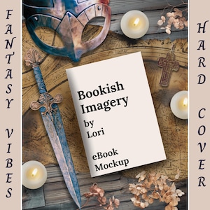 Romantasy Book Flatlay Mockup, Hard Cover Canva Bookstagram Template, Fantasy Romance Author Social Media Post, Medieval Theme Flat Lay