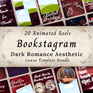 Dark Romance Bookstagram  Reel Templates Bundle, Bookish Aesthetic Editable Animated Instagram Canva Template, Author Social Media Posts