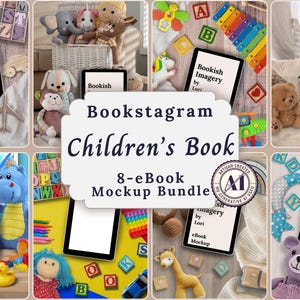 Kinderbuch Bookstagram Flatlay Mockup Bundle, Autor Social Media Kleinkind Buch Promotion Post