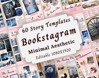 Bookstagram Story Mall Rosa Minimal Coquette Bundle, Bokliknande Redigerbar Instagram Story Reel, Författare Sociala Medier Bokreklam Inlägg