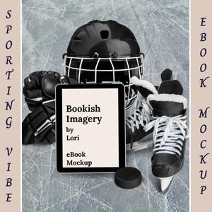 Maquette de livre électronique Hockey Romance pour Bookstagram, maquette flatlay de promotion de livre sur les réseaux sociaux d&#39;auteur, publication Instagram de marketing livresque d&#39;écrivain,
