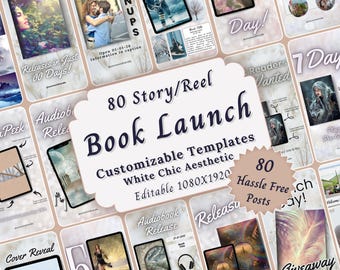 Light Neutral Book Launch Bookstagram Template Bundle, White Author Social Media Story Reel Post