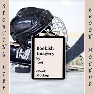 Maquette de livre électronique Hockey Romance pour Bookstagram, maquette flatlay de promotion de livre sur les réseaux sociaux d&#39;auteur, publication Instagram de marketing livresque d&#39;écrivain,