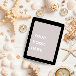 Bookstagram Letni eBook Mockup, Beach Vibe Romance Book Flatlay Autor Media społecznościowe Bookish Mockup, Bookish Things Flat Lay,