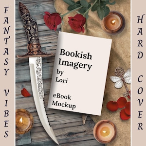 Bookstagram Fantasy Flatlay Mockup, Romantasy Hard Cover Canva Bookstagram Template, Romance Author Social Media Post, YA Moody Flat Lay