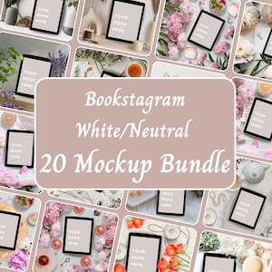 Pakiet makiet e-booków z neutralną estetyką, makiet audiobooków Instagram FlatLay, makiet książek Canva, szablon Bookstagrama dla mediów społecznościowych autora