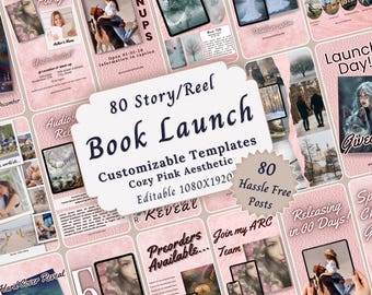 Book Launch Bookstagram Template Bundle, Pink Coquette Romance Author Instagram Social Media Story Reels