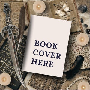 Książka Flatlay Mockup, Twarda Okładka Canva Instagram FlatLay, Fantasy Autor Post Media Społecznościowe Szablon Bookstagram