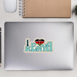 Autocollant en vinyle J'aime le Kenya, Kenya, swahili, souvenir de voyage, fournitures de scrapbooking
