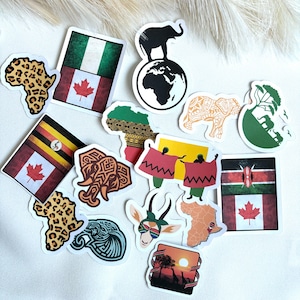 Set di 15 adesivi africani / Adesivi in vinile o carta per il mese della storia dei neri / Adesivi per la cultura e i viaggi africani / Adesivo afrocentrico