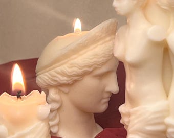 Small Hera Goddess Candle, Ancient Greek God Bust, Female Statue Candle