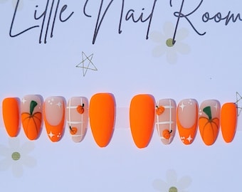 Pumpkin Patch Press On Nails: Fall Gel Fake Nails