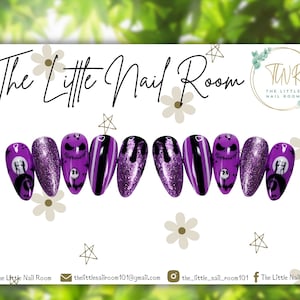 Christmas Nightmare Press On Nails: Skellington Halloween Fake Nails