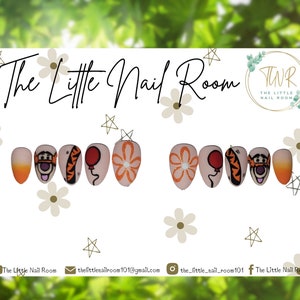 El rebote de Tigger ~ Prensa en las uñas, uñas de personajes, uñas falsas, uñas navideñas, uñas de fiesta, uñas de verano, uñas para niños, uñas de Disney,