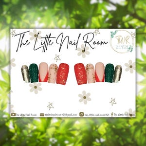 Festive Christmas Press On Nails: Luxury Gel Fake Nails