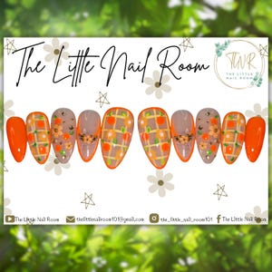 Orange Blossom Nails – Custom Press On Nails, Summer Floral Nails, Yellow Cottagecore Nails, Picnic Nails, 3D Flower Nail Art, Handmade