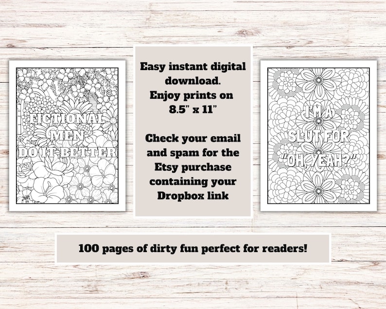 100 Smutty Coloring Sheets, Spicy Book Club, Adult Coloring Pages, Coloring sheets, Bookish, Smut Reader Gift, Dark Romace Lovers image 5