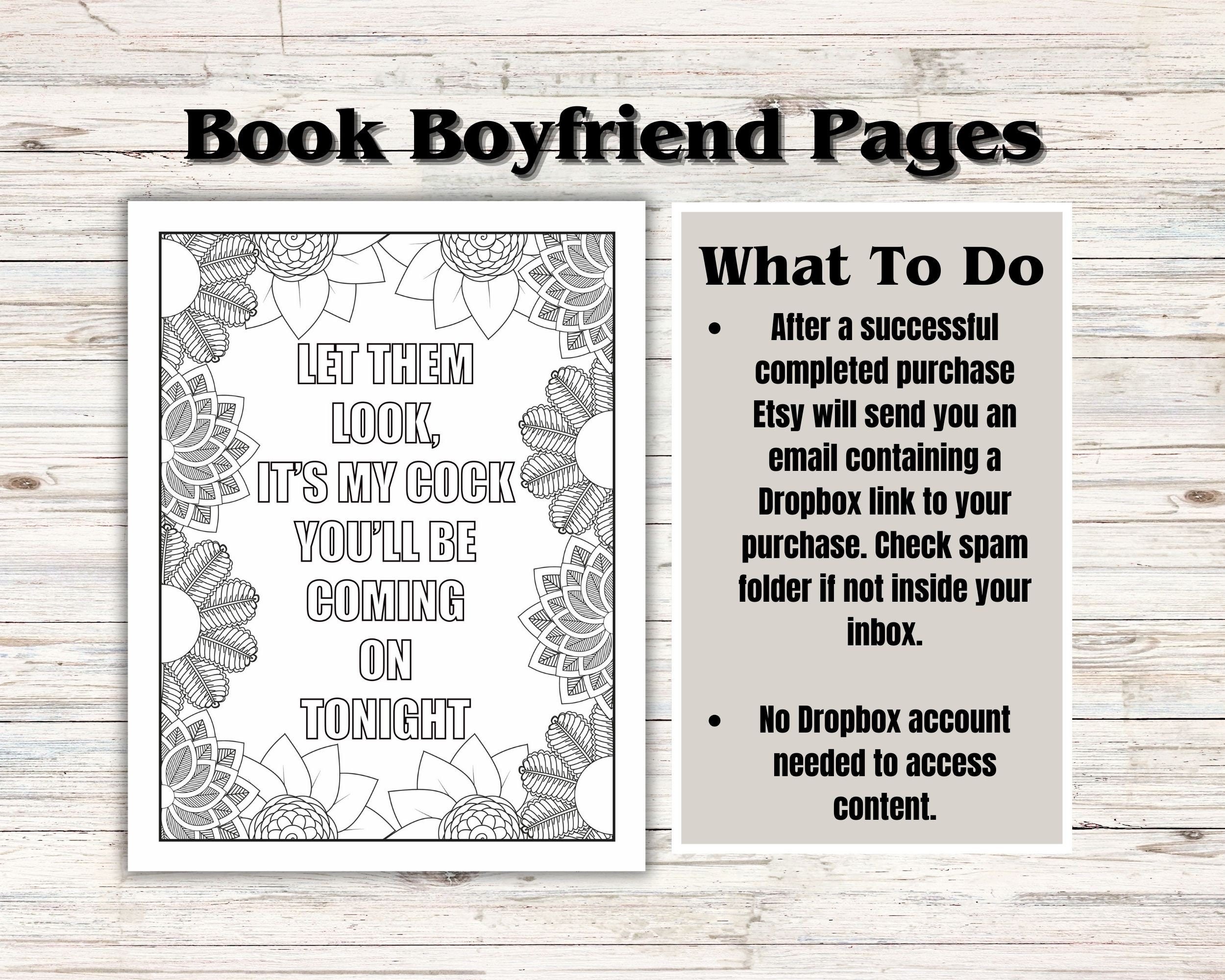 30 Smut Coloring Pages, Book Boyfriend, Adult Coloring Sheets, Morally