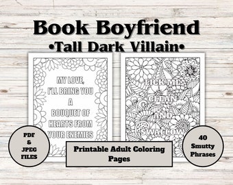 Spicy Book Boyfriend Coloring Pages, Dark Romance Smut (PDF & JPEG) Download Digital Files, Bookish Adult Sheets, Book Lover Gift