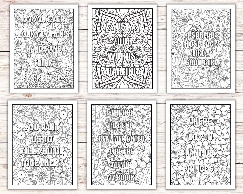 100 Smutty Coloring Sheets, Spicy Book Club, Adult Coloring Pages, Coloring sheets, Bookish, Smut Reader Gift, Dark Romace Lovers image 6