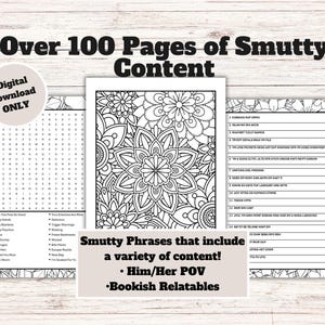 Over 100 Smutty Pages, Colouring Sheets, Adult Coloring, Bookish, Smut Reader Gift, Dark Romace Lovers, Word Search, Spicy Word Scrambles