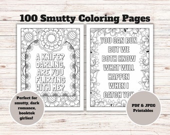 100 Smutty Coloring Sheets, Spicy Book Club, Adult Coloring Pages, Coloring sheets, Bookish, Smut Reader Gift, Dark Romace Lovers