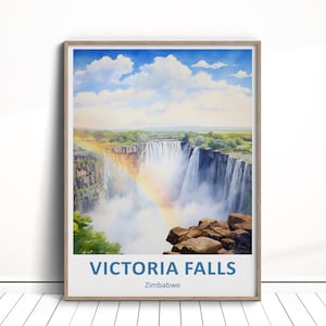 Victoria Falls Digital Download, Victoria Falls Travel Poster, Wall Art, Zimbabwe Travel, Victoria Home Decor Download, Victoria Falls Gift