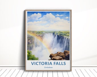 Téléchargement numérique des chutes Victoria, affiche de voyage des chutes Victoria, art mural, voyage au Zimbabwe, téléchargement de décoration d'intérieur Victoria, cadeau des chutes Victoria