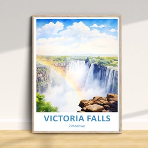 Victoria Falls Travel Print, Victoria Falls Travel Poster, Wall Art, Zimbabwe Travel Print, Victoria Home Decor Print, Victoria Falls Gift