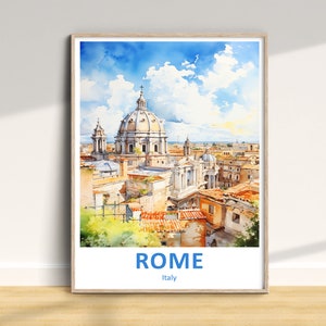 Rome Travel Print, Italy Traditional City Poster, Vacation Wall Art, Home Decor, Wedding Birthday Anniversary Gift, Colorful Art Style