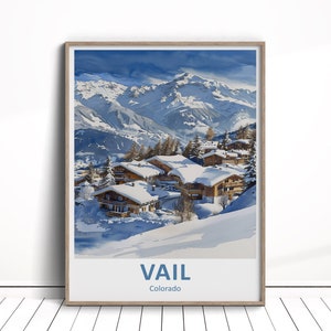 Vail Digital Download, Vail Colorado Travel Poster, USA Wall Art, Winter Travel Poster, Vail Home Decor Download, Vail Art Gift, Ski Poster