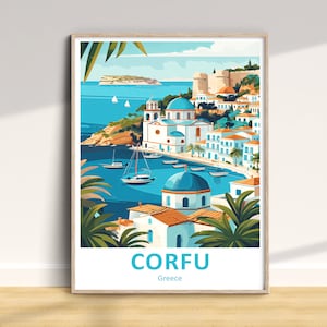 Corfu Travel Print, Corfu Travel Poster, Corfu Wall Art, Greece Travel Print, Corfu Home Decor Print, Corfu Art Gift, Greek Island Print