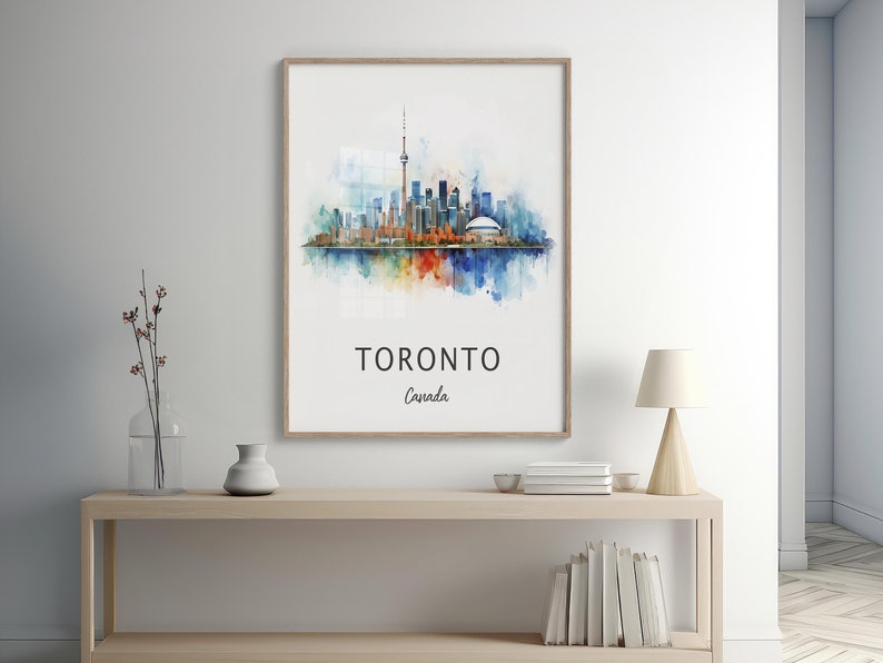 Impression de voyage à Toronto, affiche de voyage à Toronto, art mural vacances, impression du Canada, impression de décoration intérieure unique, cadeau d'anniversaire de mariage, aquarelle image 8