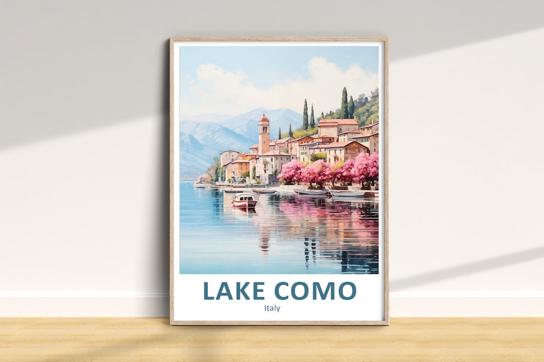 lake como italy travel poster art print (digital... Lake Como Travel Print Digital Download, Lake Como Travel Poster ...