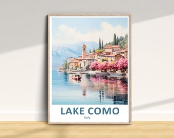Lake Como Travel Print Digital Download, Lake Como Travel Poster, Watercolor Wall Art, Italy Vacation Gift,Home Decor Printable Downloadable