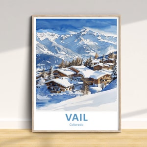 Vail Travel Print, Vail Colorado Travel Poster, USA Wall Art, Winter Travel Print, Vail Home Decor Print, Vail Art Gift, US Ski Poster